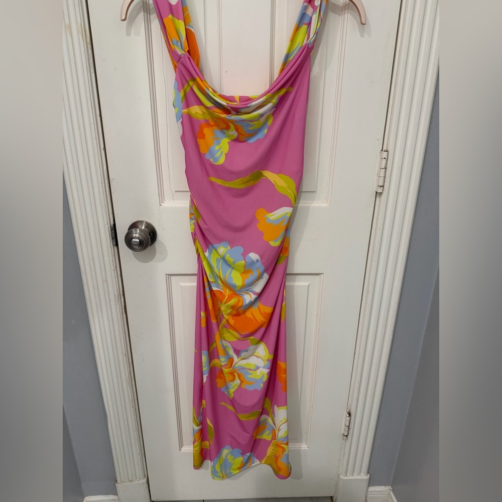 Amanda Uprichard Pink Floral Backless Dress